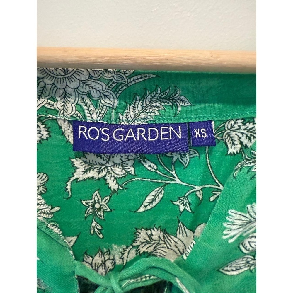Tuckernuck Ro’s Garden Green Bataca Seychelles Short Tunic Blouse size XS EUC - Picture 6 of 11